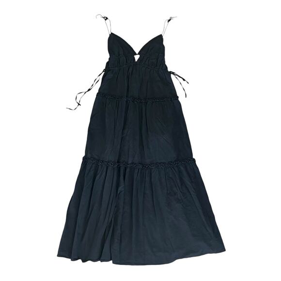 Karina Grimaldi Revolve Solana Cotton Tiered Sleeveless Solid Black Maxi Dress S - Picture 11 of 11